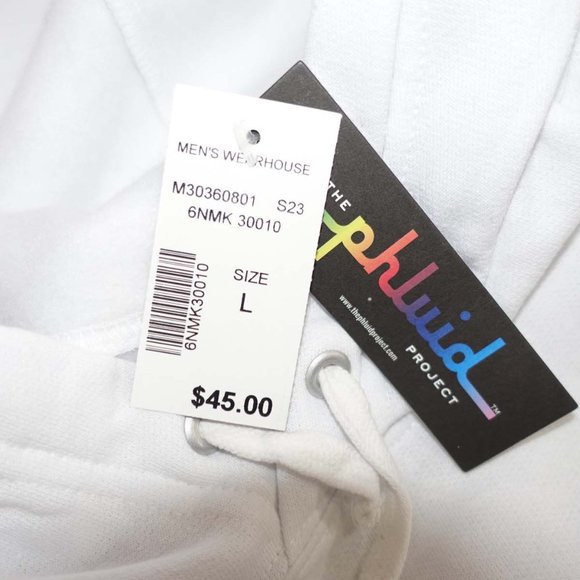Phluid Project Men's Proud Hoodie Sweatshirt Large NWT White Rainbow LGBTQ L - Picture 5 of 6
